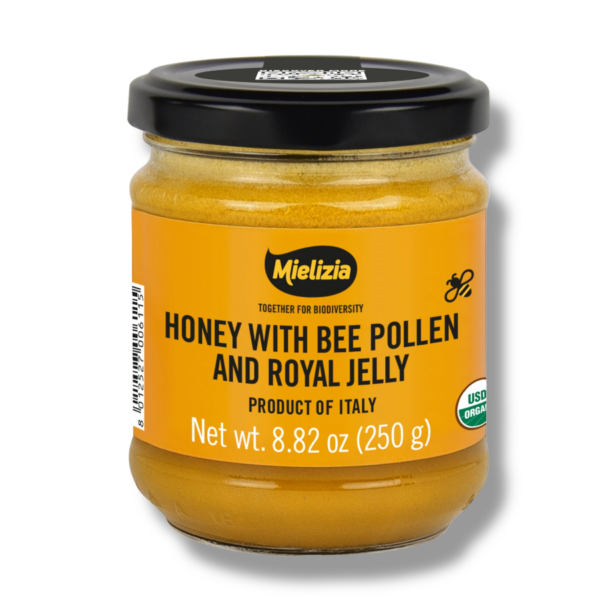 MIELIZIA - Italian Organic Raw Honey with Bee Pollen and Royal Jelly - 10.58 oz