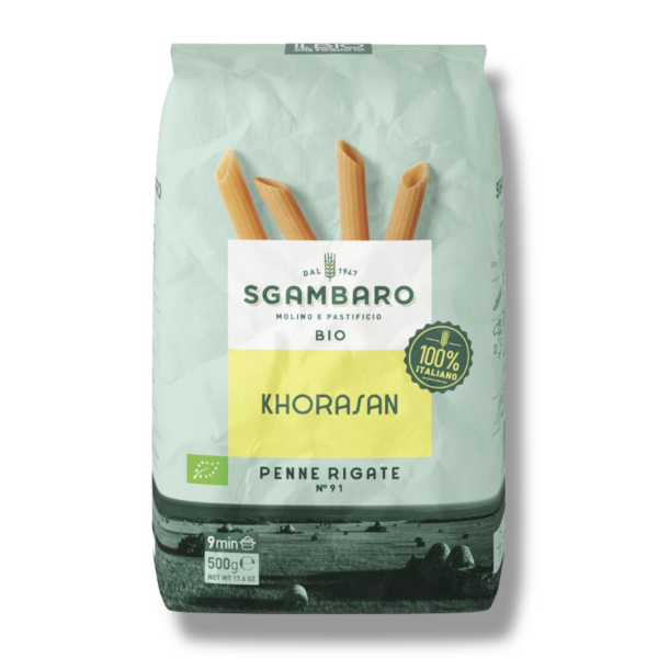 SGAMBARO - Organic Pasta with Khorasan Wheat Penne Rigate No:91 - 1.1 lb