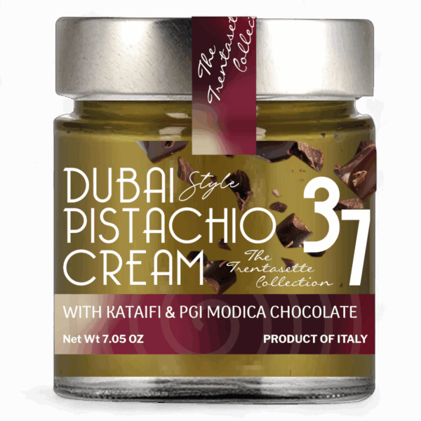 TRENTASETTE - DUBAI Style Pistachio Cream Spread with Kataifi & "PGI Modica Chocolate" - 7.05 oz