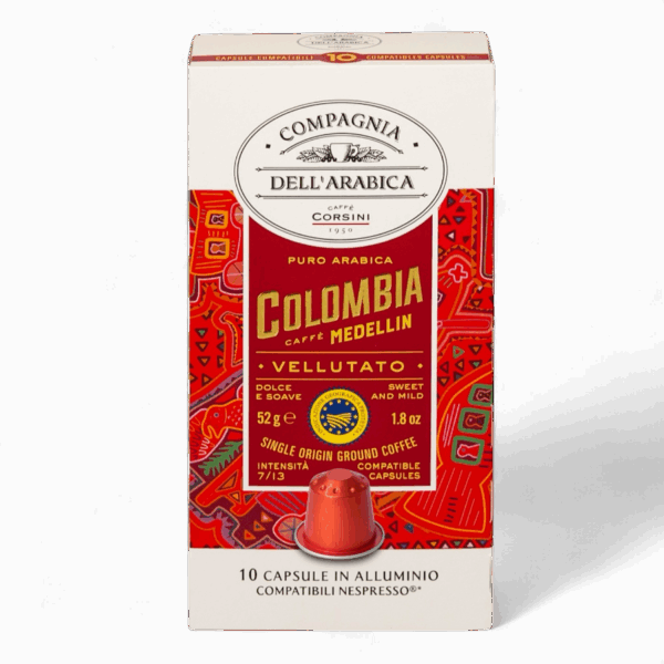 CAFFÉ CORSINI - Caffè Medellin Supremo "Colombia" Puro Arabica Nespresso Pods - 1.8 oz (10x0.18)