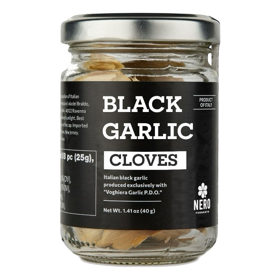 NERO FERMENTO - Italian Whole Black Garlic Cloves, "PDO Voghiera garlic" - 1.41 oz